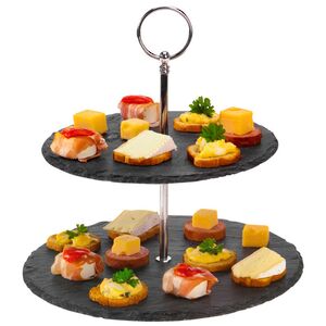 Этажерка двухуровневая для сервировки закусок 25 см, сланец Koopman фото 4