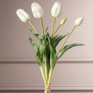 Силиконовые тюльпаны Белый Принц 5 шт, 48 см EDG фото 3