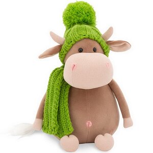 Мягкая игрушка Бычок Яшка 20 см в зеленом шарфике и шапочке Orange Toys фото 1