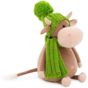 Мягкая игрушка Бычок Яшка 20 см в зеленом шарфике и шапочке Orange Toys фото 2