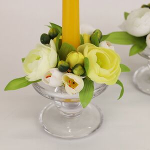 Венок для свечи Ранункулюс 12 см лимонный EDG фото 4