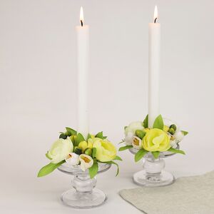 Венок для свечи Ранункулюс 12 см лимонный EDG фото 3