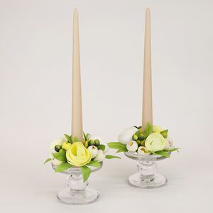 Венок для свечи Ранункулюс 12 см лимонный EDG фото 5