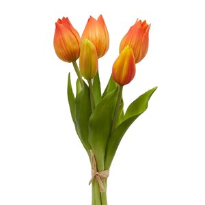 Силиконовые цветы Тюльпаны Parateo 5 шт, 26 см оранжевые EDG фото 4