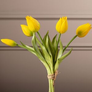 Силиконовые цветы Тюльпаны Паратео 5 шт, 26 см желтые EDG фото 2