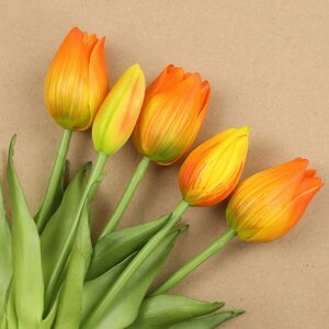 Силиконовые цветы Тюльпаны Parateo 5 шт, 26 см оранжевые EDG фото 2