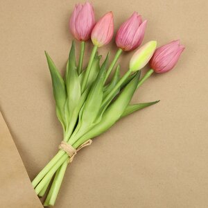 Силиконовые цветы Тюльпаны Parateo 5 шт, 26 см сиреневые EDG фото 6