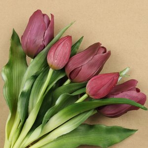 Силиконовые цветы Тюльпаны Piccola Ragazza 5 шт, 28 см бордовые EDG фото 2