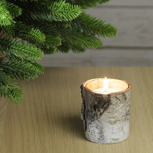 Декоративная свеча Березка 7*6 см коричневая с белым Kaemingk фото 1