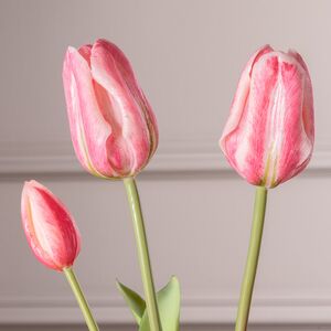 Силиконовые тюльпаны Влюблённое Сердце 3 шт, 48 см нежно-розовые EDG (ЭДГ) фото 2
