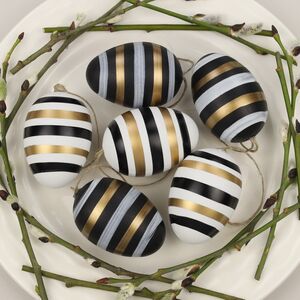 Пасхальные подвески Яйца - Glamorous Stripes 6 см, 6 шт Breitner фото 4