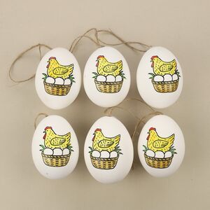 Пасхальные подвески Яйца - Курочки 6 см, 6 шт, натуральные Breitner фото 2