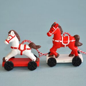 Елочная игрушка Лошадка - Качалка 7 см красная, подвеска Breitner фото 2