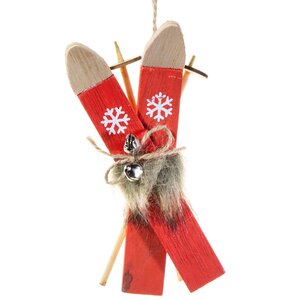 Деревянная елочная игрушка Лыжи с бубенцами 13 см, подвеска Breitner фото 1