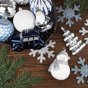 Набор елочных игрушек Новогодняя Сказка 8-12 см, 25 шт, синий с серебряным, пластик Winter Deco фото 4