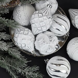 Набор пластиковых шаров Winter Candy: White silver 8 см, 16 шт Winter Deco фото 3