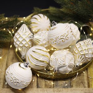 Набор пластиковых шаров Winter Candy: White gold 8 см, 16 шт Winter Deco фото 4