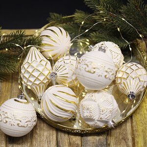 Набор пластиковых шаров Winter Candy: White gold 8 см, 16 шт Winter Deco фото 5