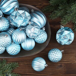 Набор пластиковых шаров Divine 6-8 см, 24 шт, голубой Winter Deco фото 1