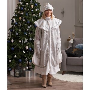Взрослый новогодний костюм Снегурочка Боярская, 44-48 размер, серебряный Бока С фото 5