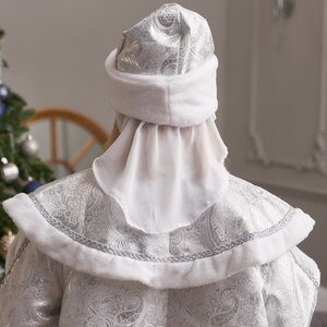 Взрослый новогодний костюм Снегурочка Боярская, 44-48 размер, серебряный Бока С фото 3
