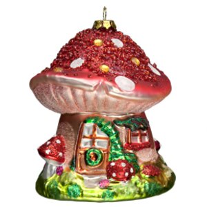 Стеклянная елочная игрушка Сказочный Домик - Грибок 11 см, подвеска Holiday Classics фото 1