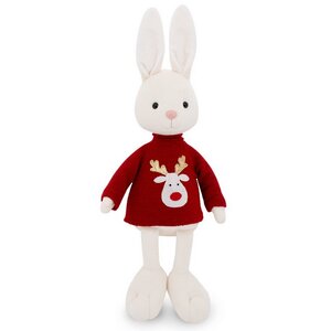 Мягкая игрушка Кролик Клаус в свитере с оленем 28 см