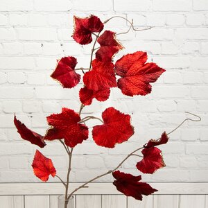 Декоративная ветка Виноградные листья Санджовезе 84 см, алая EDG фото 1