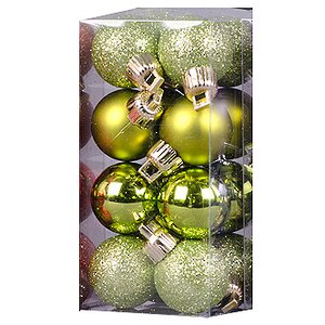 Набор пластиковых шаров 2.5 см оливковых, 16 шт, mix Holiday Classics фото 1