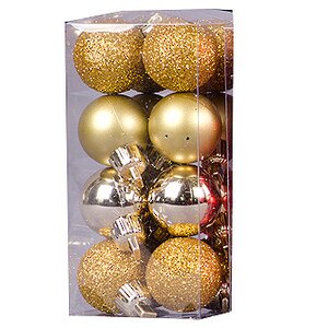 Набор пластиковых шаров 2.5 см золотых, 16 шт, mix Holiday Classics фото 1