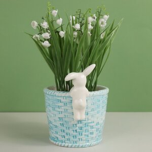 Декоративное кашпо Крошка Кролик 14*11 см голубое Koopman фото 4