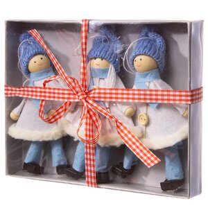 Елочная игрушка Девочка-Припевочка в голубом 13 см, 3 шт, подвеска Hogewoning фото 2
