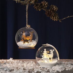 Светящийся шар с композицией Снежный Пейзаж 8 см коричневый, на батарейках Star Trading фото 3