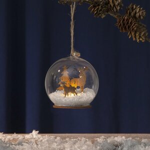 Светящийся шар с композицией Снежный Пейзаж 8 см коричневый, на батарейках Star Trading фото 2