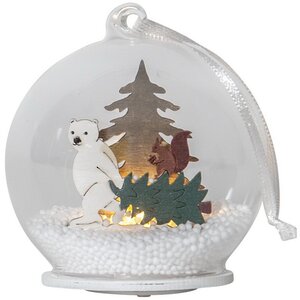 Светящийся шар с композицией Forest Friends: Медведь Ронни 9 см, на батарейках Star Trading фото 2
