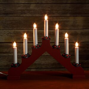 Светильник-горка Адам 37*32 см бордовый, 7 электрических свечей Star Trading фото 3