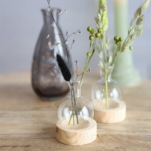 Декоративная ваза Siogardo 5 см на деревянной подставке, стекло Ideas4Seasons фото 1