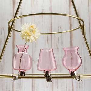 Набор стеклянных мини-вазочек Ольметта 7 см, 3 шт, розовый