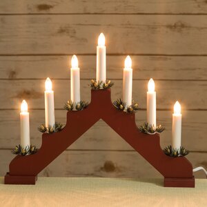 Светильник-горка Ada 38*30см бордовый, 7 электрических свечей