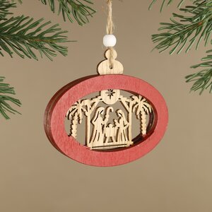 Деревянное ёлочное украшение-вертеп Рождение Иисуса из Назарета 11 см, подвеска Breitner фото 2