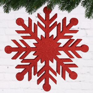 Украшение на потолок Снежинка 30 см красная, пеноплекс МанузинЪ фото 1