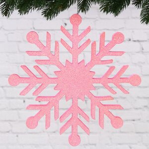 Украшение на потолок Снежинка 50 см розовая, пеноплекс МанузинЪ фото 1