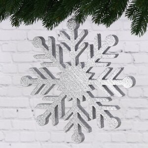 Украшение на потолок Снежинка 30 см серебряная, пеноплекс МанузинЪ фото 2