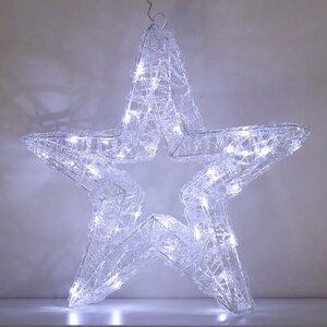 Cветодиодная звезда Селестия 50 см, 40 холодных белых LED ламп, на батарейках, IP44 Winter Deco фото 1