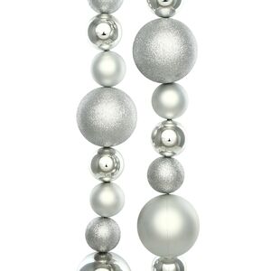Бусы на елку Wellington 6-10 см, 220 см серебряные, пластиковые Winter Deco фото 4