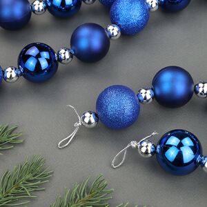 Бусы на елку Wellington 2-4 см, 208 см синие, пластиковые Winter Deco фото 3