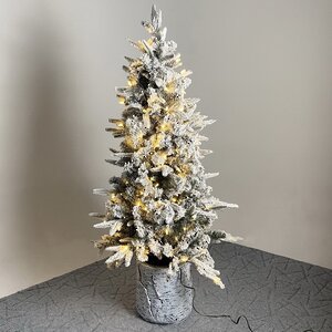Искусственная елка с гирляндой Aspen заснеженная 122 см в кашпо, 140 теплых белых LED ламп, ЛИТАЯ + ПВХ A Perfect Christmas фото 1