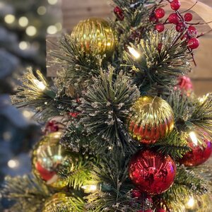 Искусственная настенная елка Dakota заснеженная 91 см, 50 теплых белых LED ламп на батарейках, ЛЕСКА + ПВХ National Tree Company фото 4