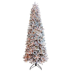 Искусственная стройная елка с гирляндой Джорджия Slim заснеженная 213 см, 1800 красных/теплых белых ламп, ЛИТАЯ + ПВХ A Perfect Christmas фото 3
