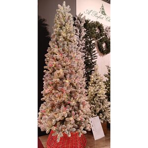Искусственная стройная елка с гирляндой Джорджия Slim заснеженная 228 см, 2000 красных/теплых белых ламп, ЛИТАЯ + ПВХ A Perfect Christmas фото 4